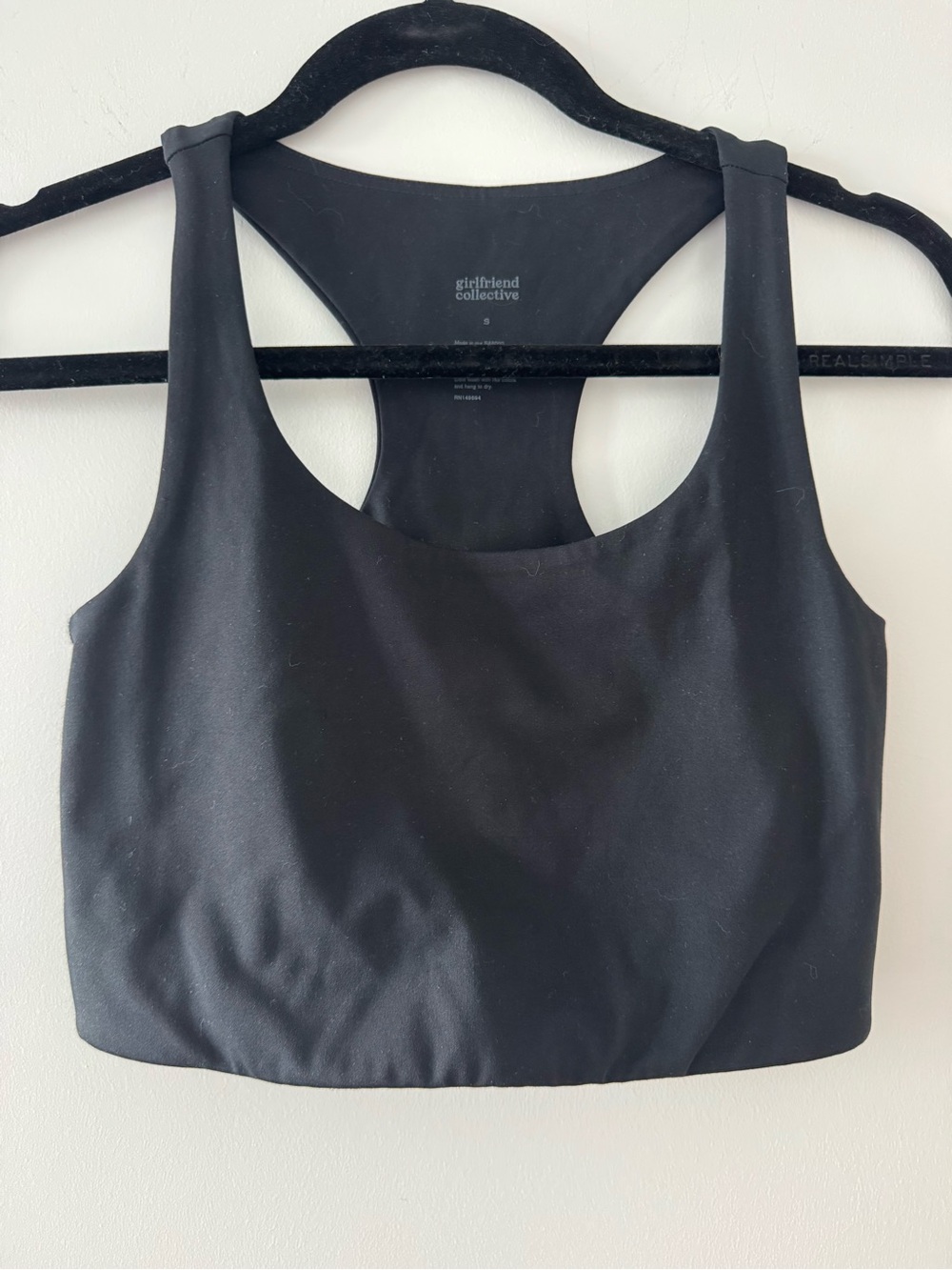 girlfriend collective Black Scoop Neck Racerback Sports Bra